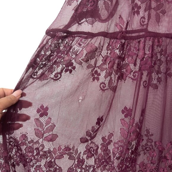 Torrid Chart SZ 6  Womens Sheer Burgundy Floral Lace Tunic Top/Beach Coverup - Picture 4 of 15